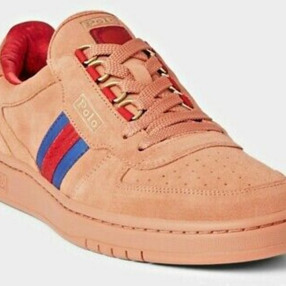 Ralph Lauren x Clot - Terracotta Polo Court Suede Sneakers - Picture 6 of 8